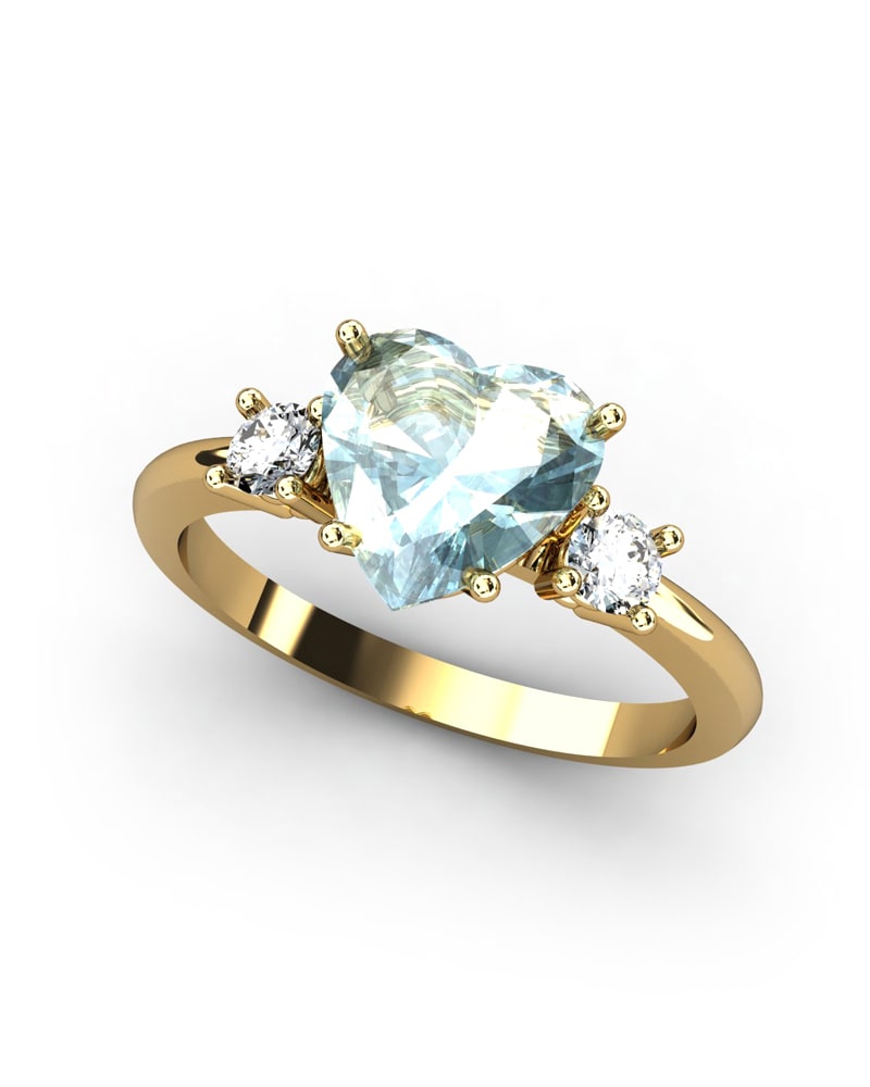 ANILLO GAIA DE ORO Y TOPACIO CON  CORAZàN 8X8MM - CRESBER