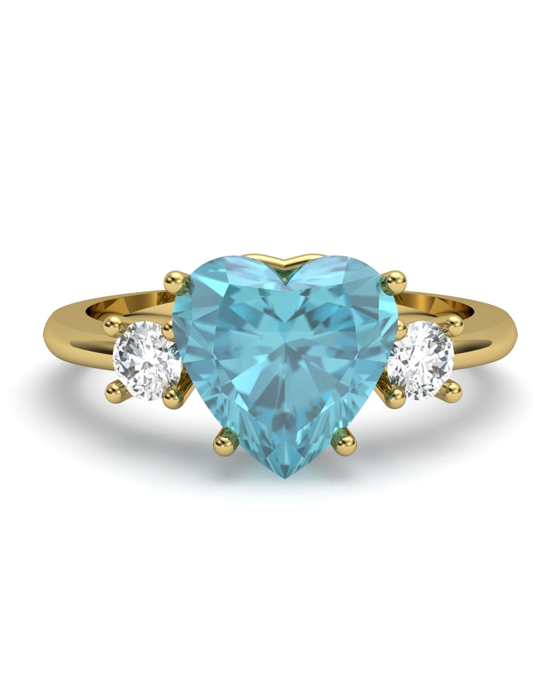 ANILLO GAIA DE ORO Y TOPACIO CON  CORAZàN 8X8MM - CRESBER