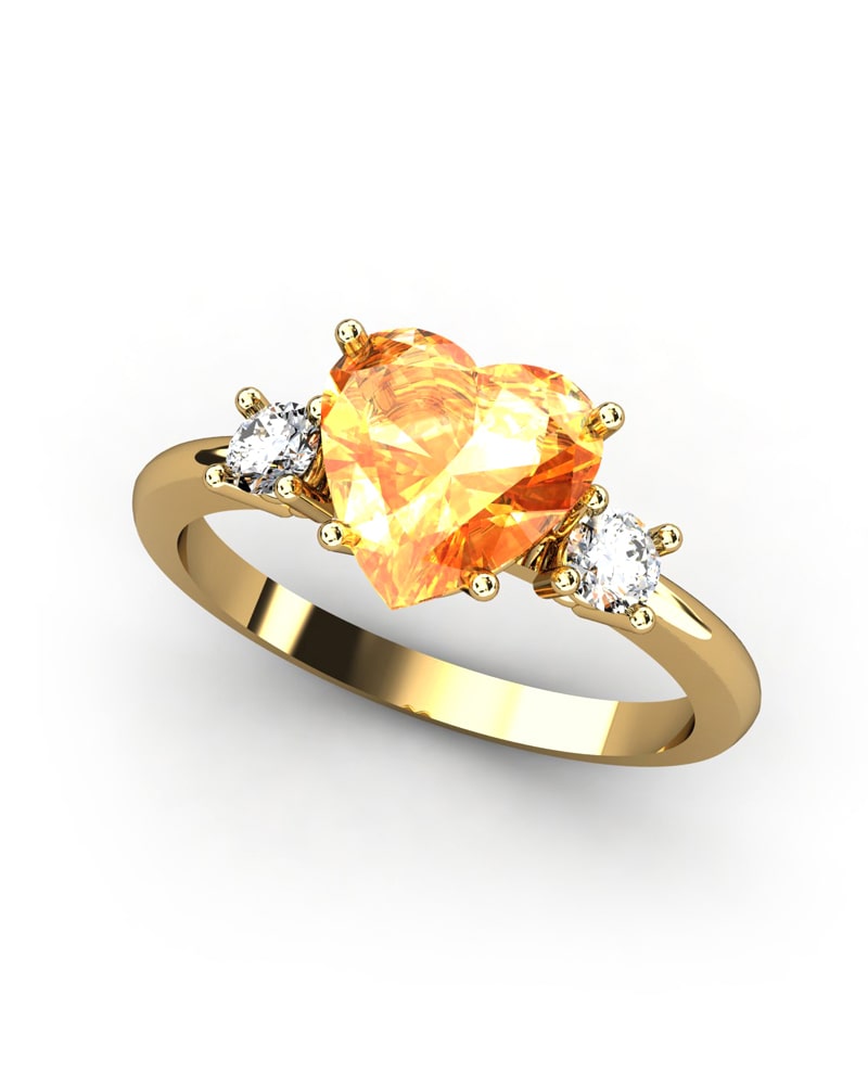 ANILLO GAIA DE ORO Y TOPACIO CON CITRINO CORAZàN 8X8MM - CRESBER