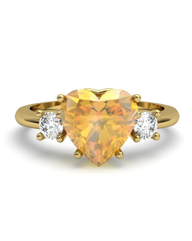 ANILLO GAIA DE ORO Y TOPACIO CON CITRINO CORAZàN 8X8MM - CRESBER