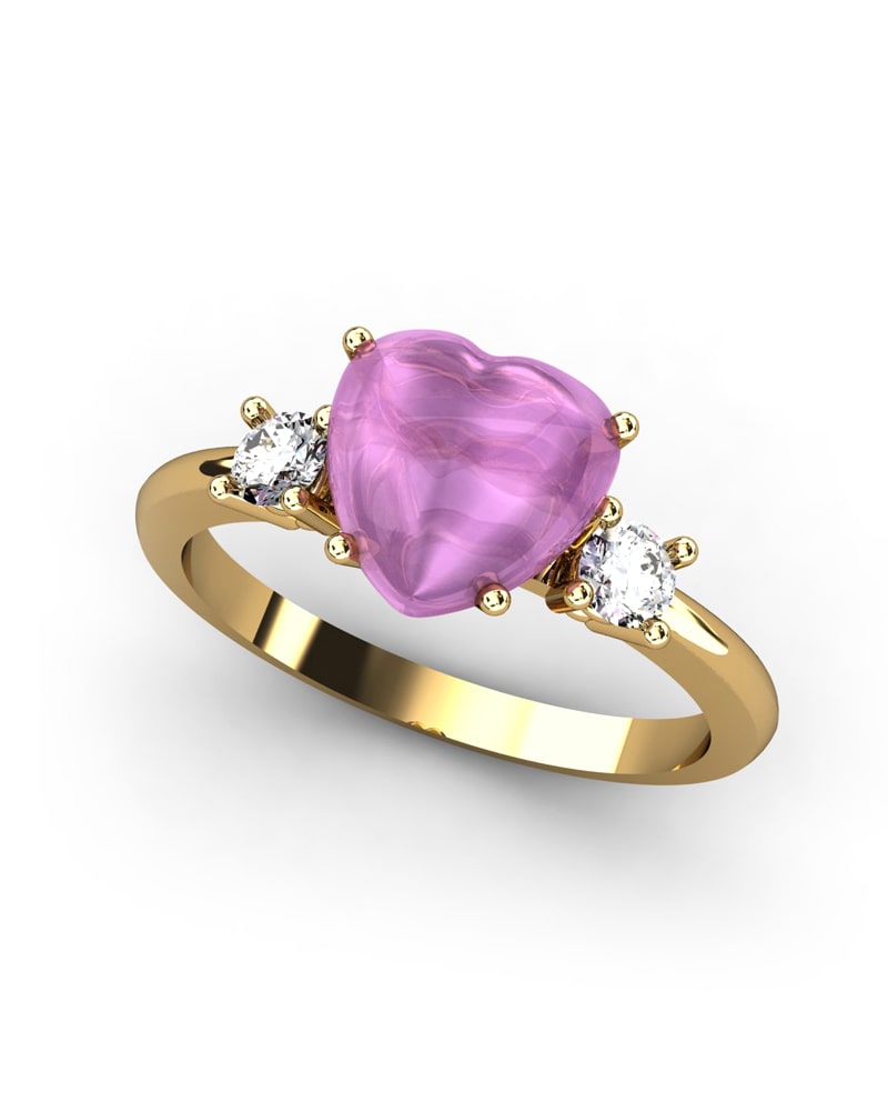 ANILLO GAIA DE ORO Y TOPACIO CON TURMALINA CORAZàN CABUJàN 8X8MM - CRESBER