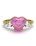 ANILLO GAIA DE ORO Y TOPACIO CON TURMALINA CORAZàN CABUJàN 8X8MM - CRESBER