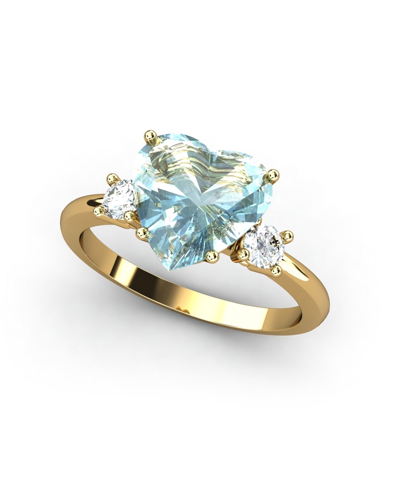 ANILLO GAIA DE ORO Y TOPACIO CON  CORAZàN 9X9MM - CRESBER