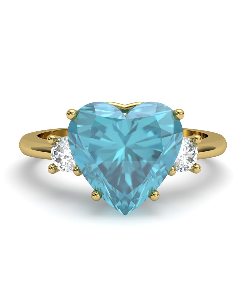 ANILLO GAIA DE ORO Y TOPACIO CON  CORAZàN 9X9MM - CRESBER