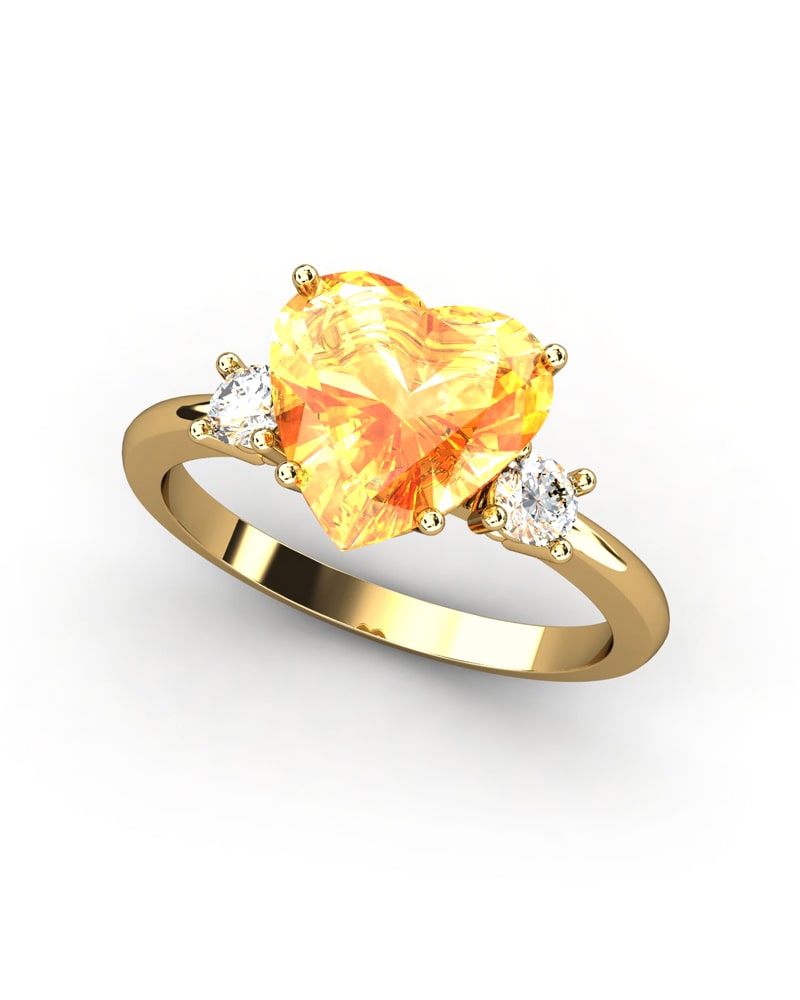 ANILLO GAIA DE ORO Y TOPACIO CON CITRINO CORAZàN 9X9MM - CRESBER