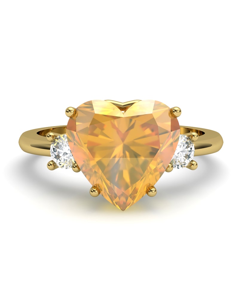 ANILLO GAIA DE ORO Y TOPACIO CON CITRINO CORAZàN 9X9MM - CRESBER