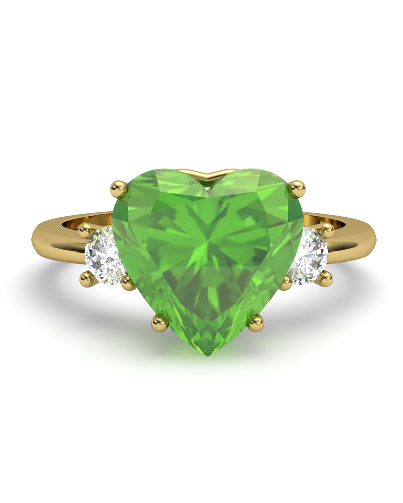 ANILLO GAIA DE ORO Y TOPACIO CON OLIVINA CORAZàN 9X9MM - CRESBER