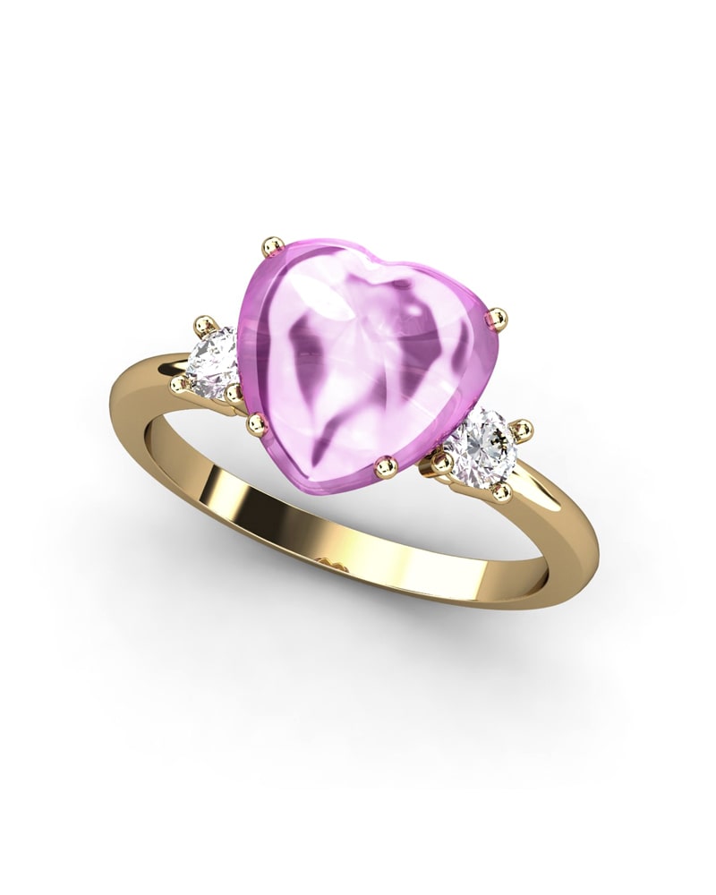ANILLO GAIA DE ORO Y TOPACIO CON TURMALINA CORAZàN CABUJàN 9X9MM - CRESBER