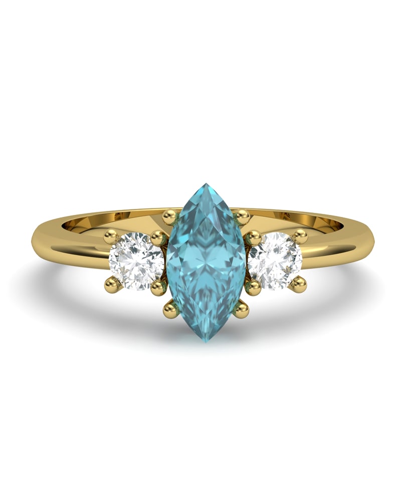 ANILLO GAIA DE ORO Y TOPACIO CON  MARQUISE 8X4MM - CRESBER
