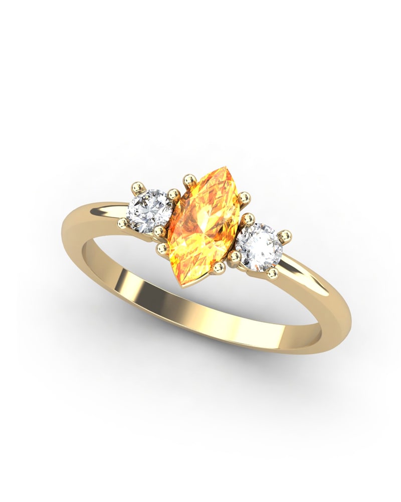 ANILLO GAIA DE ORO Y TOPACIO CON CITRINO MARQUISE 8X4MM - CRESBER