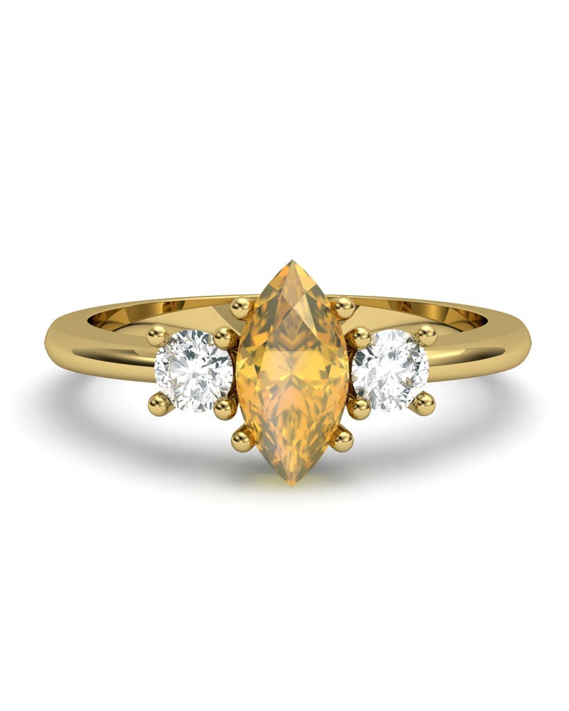 ANILLO GAIA DE ORO Y TOPACIO CON CITRINO MARQUISE 8X4MM - CRESBER