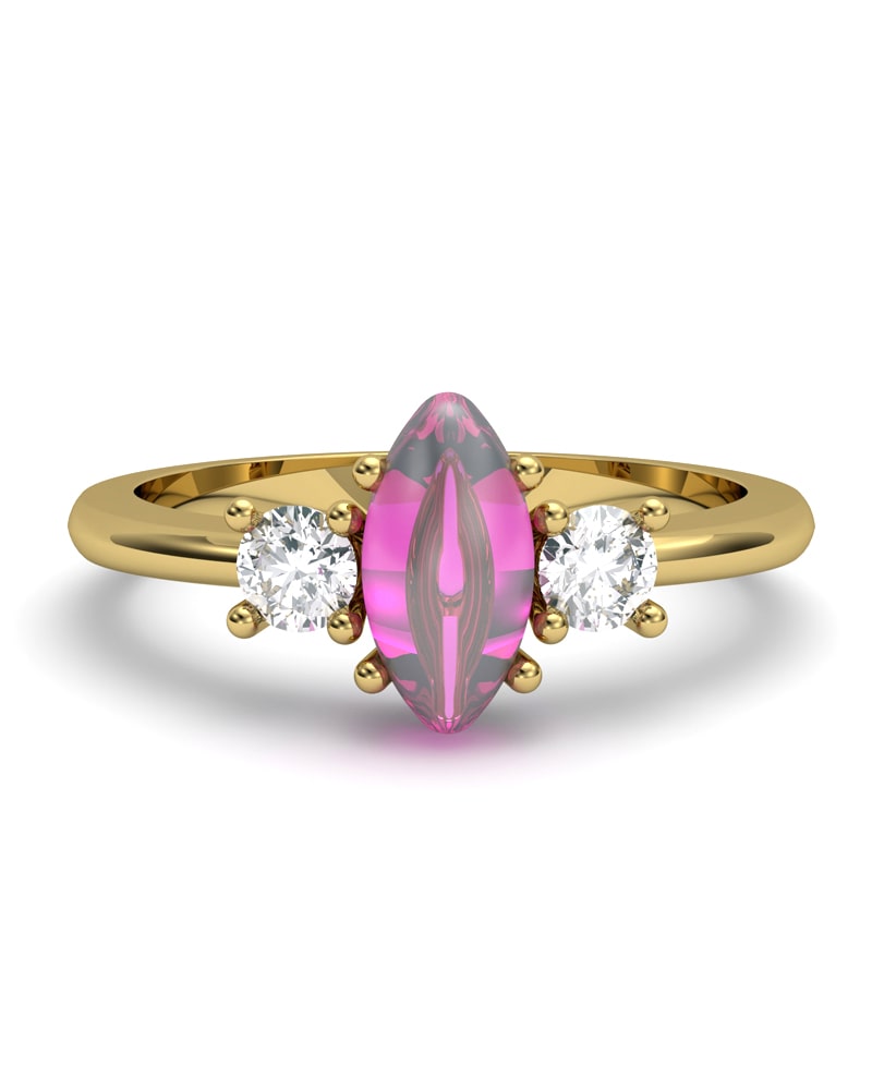 ANILLO GAIA DE ORO Y TOPACIO CON TURMALINA MARQUISE CABUJàN 8X4MM - CRESBER