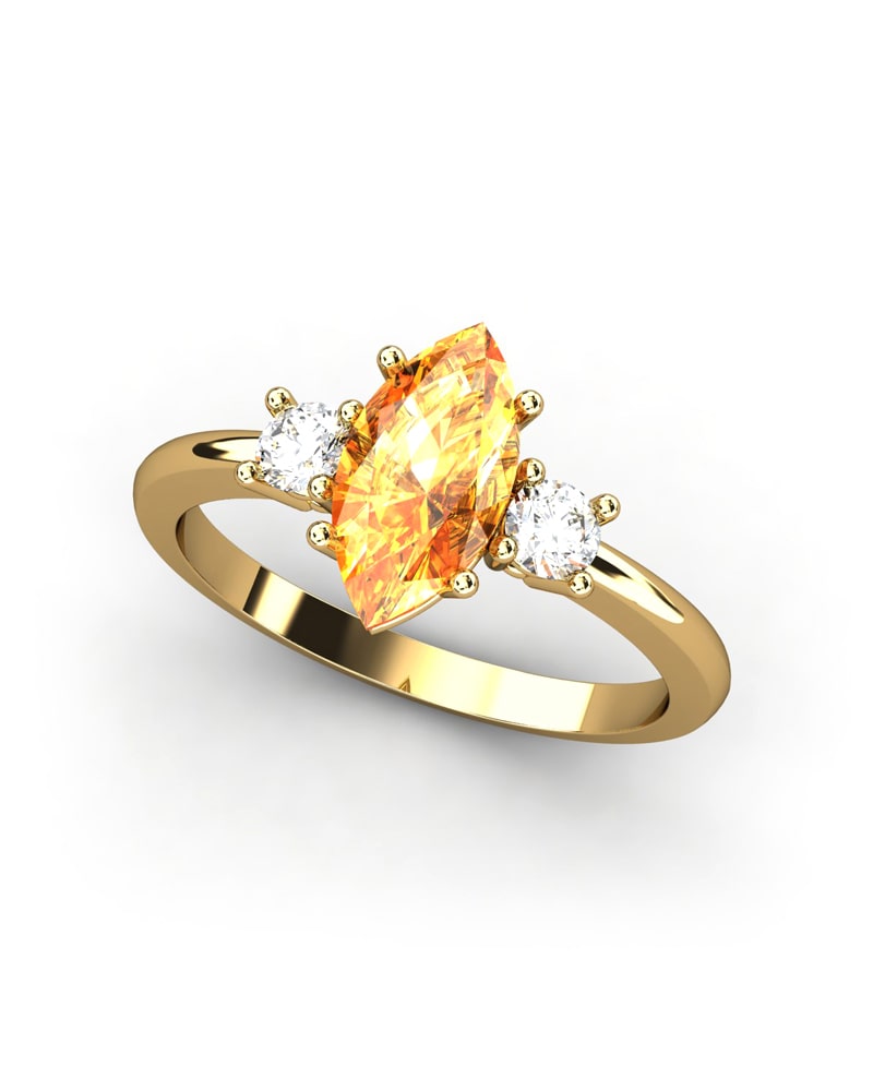 ANILLO GAIA DE ORO Y TOPACIO CON CITRINO MARQUISE 10X5MM - CRESBER