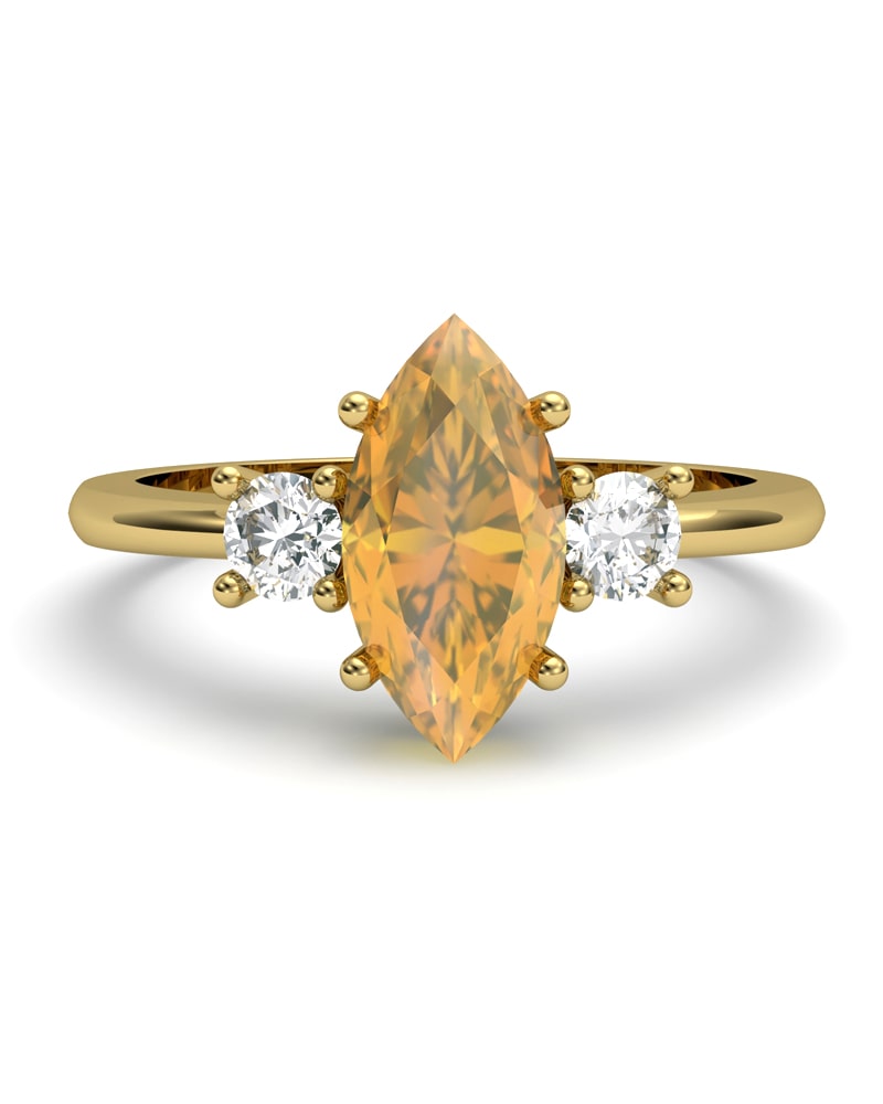 ANILLO GAIA DE ORO Y TOPACIO CON CITRINO MARQUISE 10X5MM - CRESBER