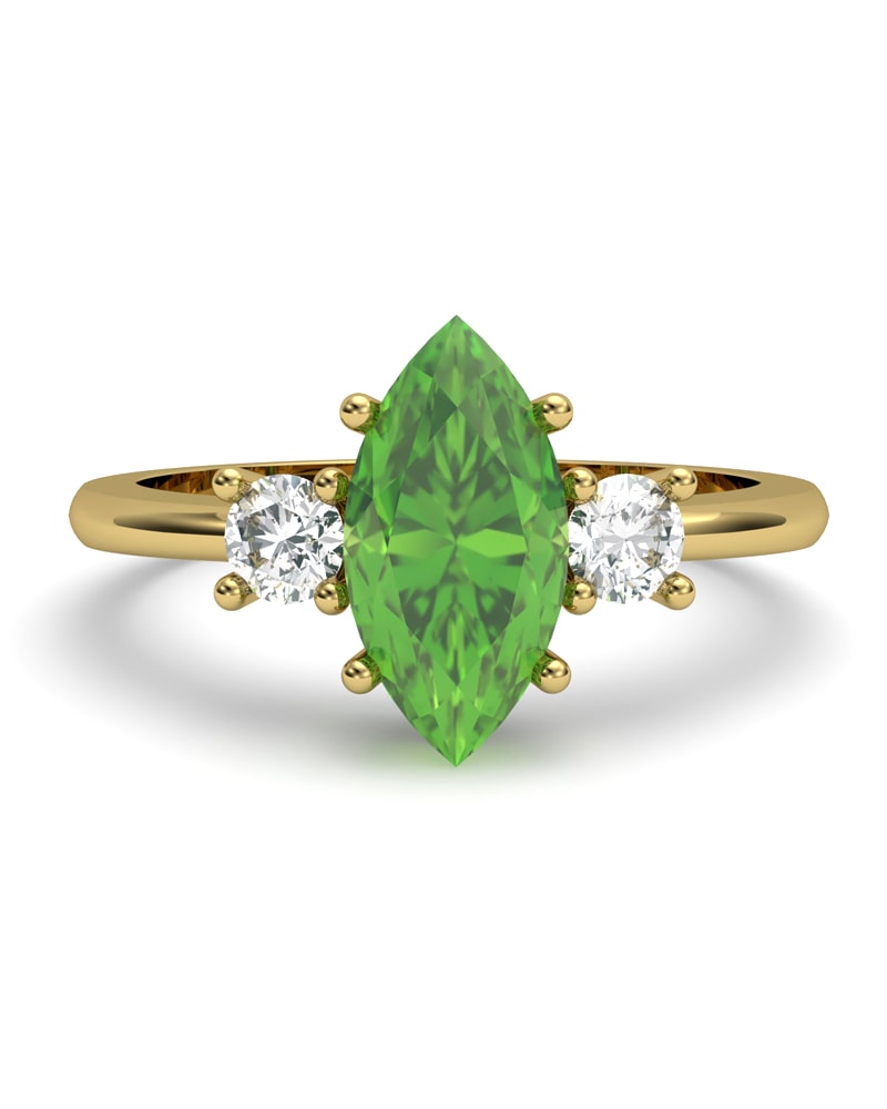 ANILLO GAIA DE ORO Y TOPACIO CON OLIVINA MARQUISE 10X5MM - CRESBER