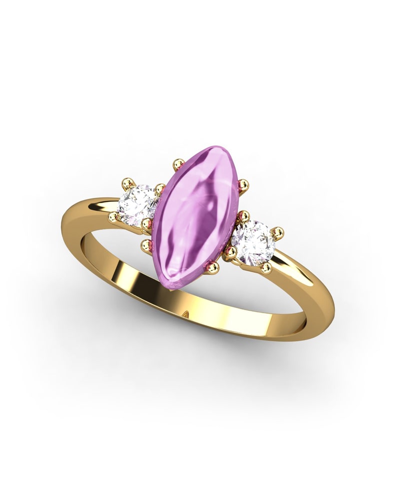 ANILLO GAIA DE ORO Y TOPACIO CON TURMALINA CABUJàN MARQUISE 10X5MM - CRESBER