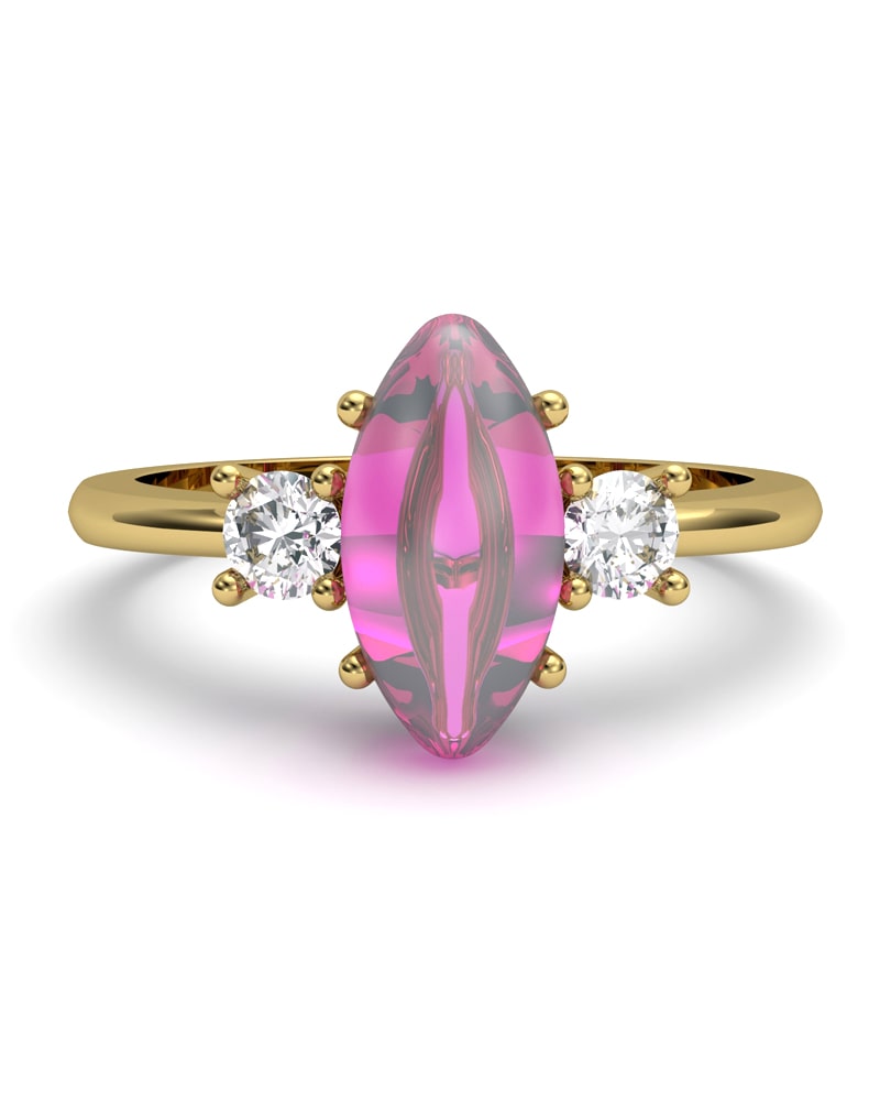 ANILLO GAIA DE ORO Y TOPACIO CON TURMALINA CABUJàN MARQUISE 10X5MM - CRESBER