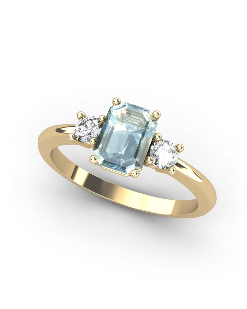 ANILLO GAIA DE ORO Y TOPACIO CON  OCTOGONAL 7X5MM - CRESBER