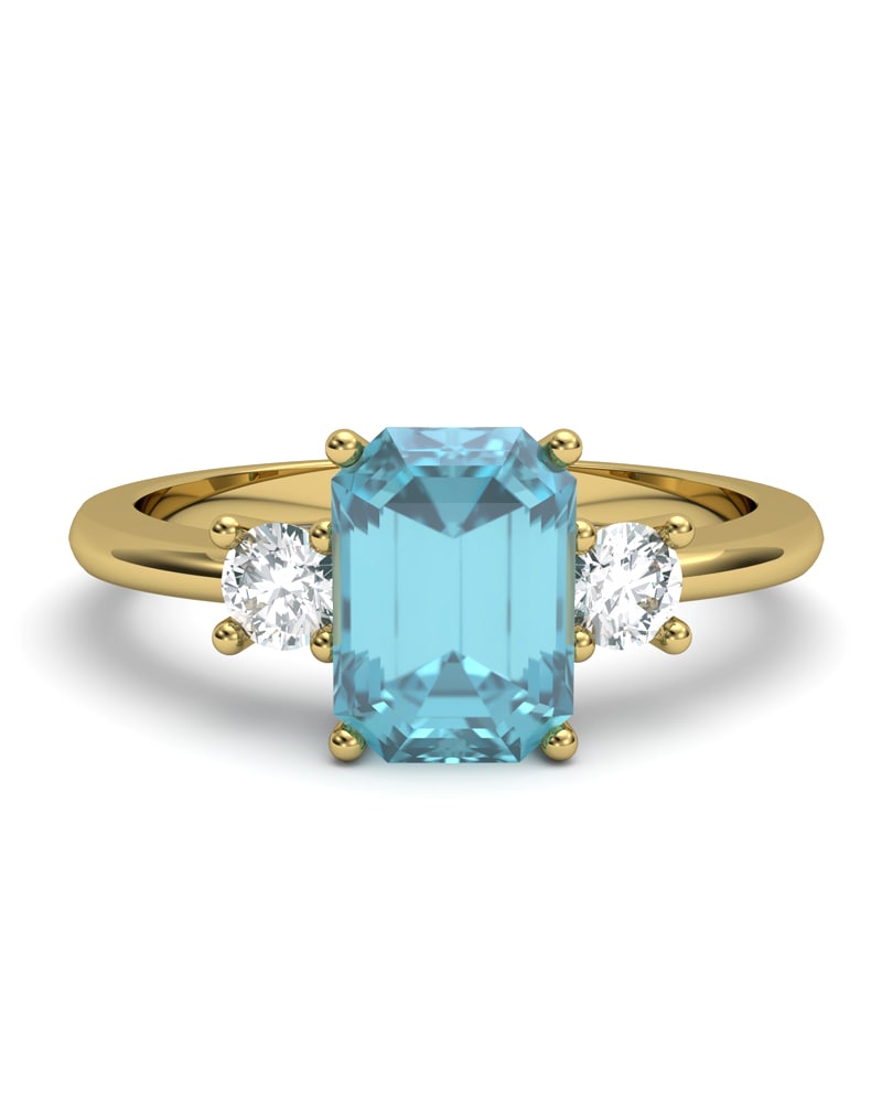 ANILLO GAIA DE ORO Y TOPACIO CON  OCTOGONAL 7X5MM - CRESBER