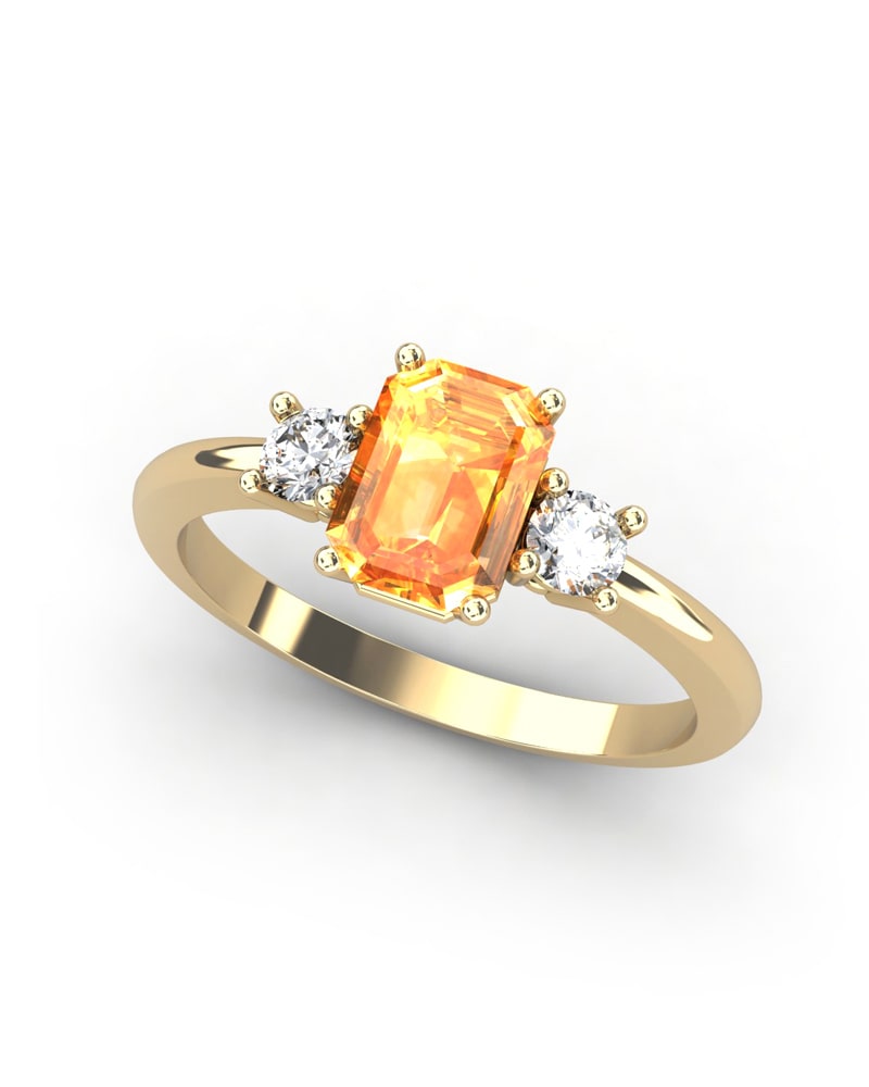 ANILLO GAIA DE ORO Y TOPACIO CON CITRINO OCTOGONAL 7X5MM - CRESBER