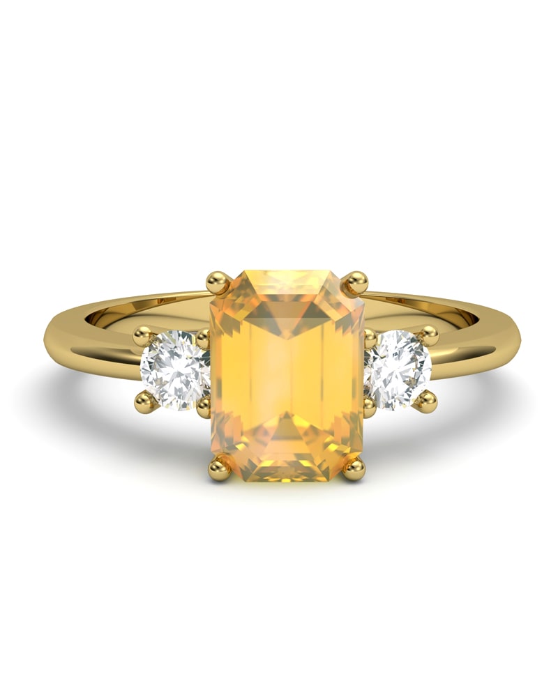 ANILLO GAIA DE ORO Y TOPACIO CON CITRINO OCTOGONAL 7X5MM - CRESBER