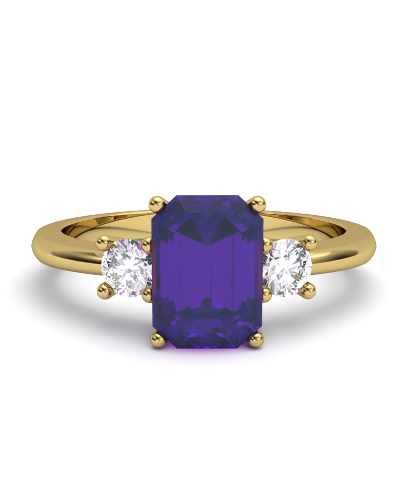 ANILLO GAIA DE ORO Y TOPACIO CON AMATISTA OCTOGONAL 7X5MM - CRESBER