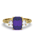 ANILLO GAIA DE ORO Y TOPACIO CON AMATISTA OCTOGONAL 7X5MM - CRESBER