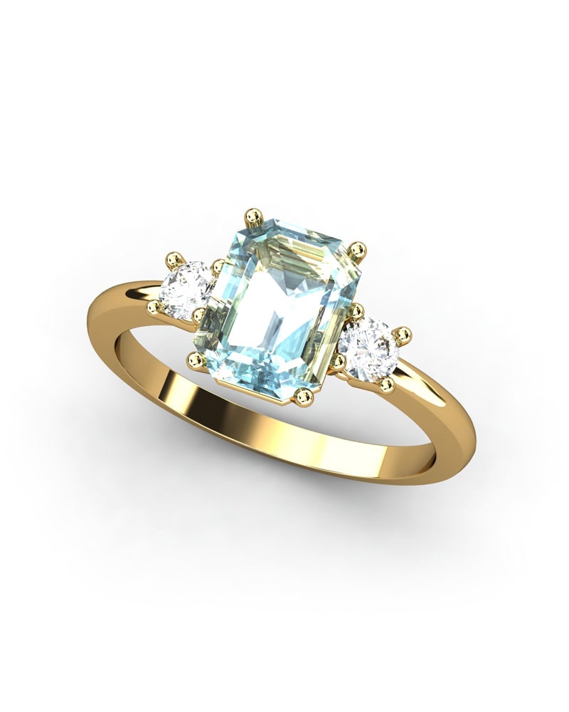 ANILLO GAIA DE ORO Y TOPACIO CON  OCTOGONAL 8X6MM - CRESBER
