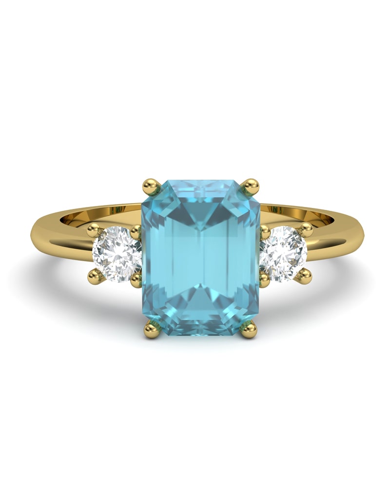 ANILLO GAIA DE ORO Y TOPACIO CON  OCTOGONAL 8X6MM - CRESBER