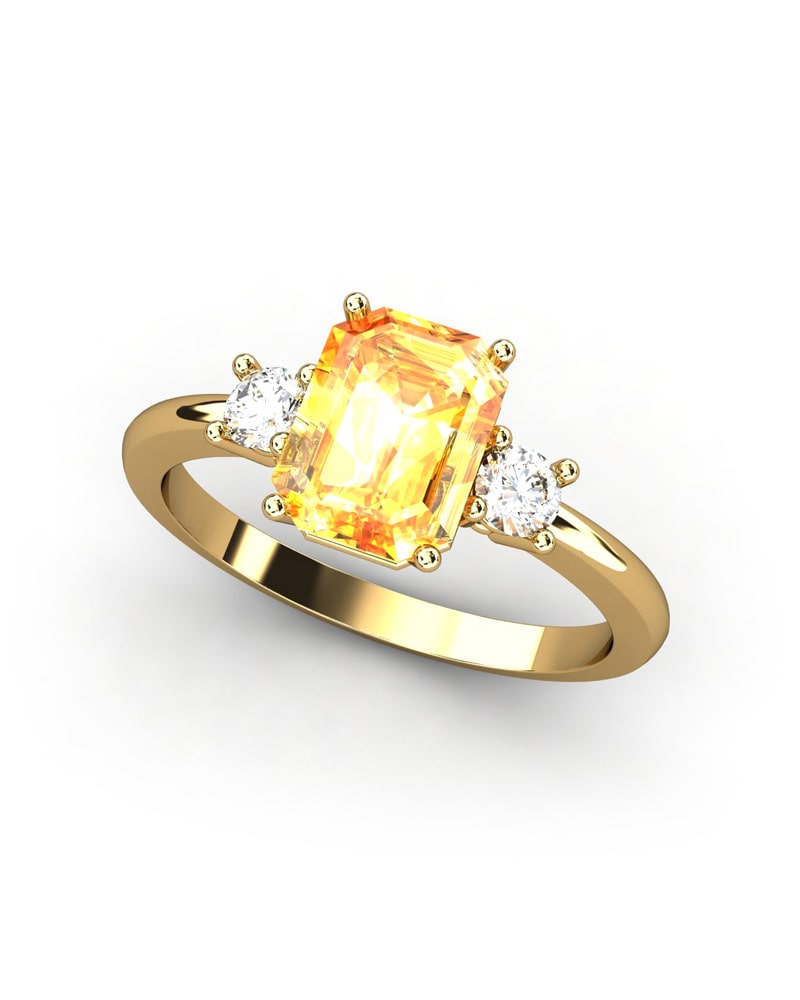 ANILLO GAIA DE ORO Y TOPACIO CON CITRINO OCTOGONAL 8X6MM - CRESBER