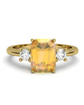 ANILLO GAIA DE ORO Y TOPACIO CON CITRINO OCTOGONAL 8X6MM - CRESBER