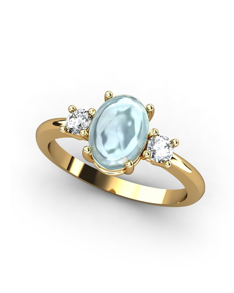 ANILLO GAIA DE ORO Y TOPACIO CON  OVAL CABUJàN 8X6MM - CRESBER