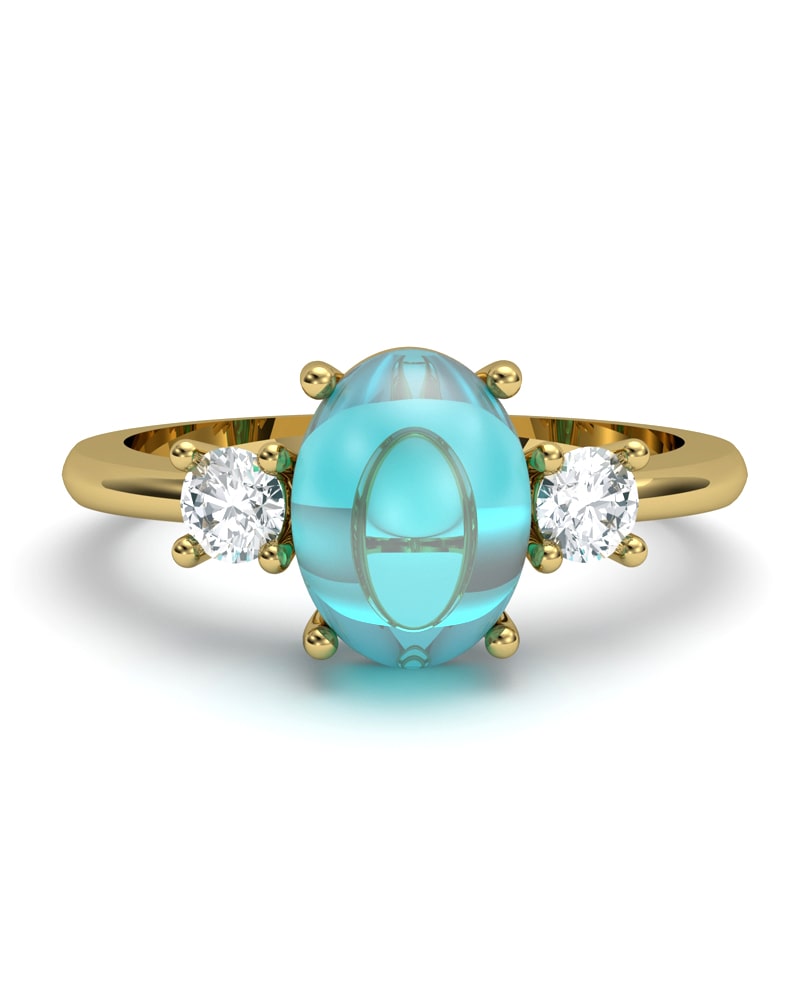 ANILLO GAIA DE ORO Y TOPACIO CON  OVAL CABUJàN 8X6MM - CRESBER