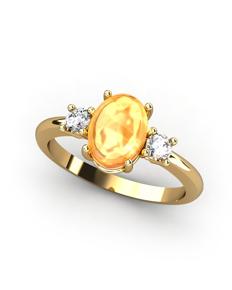 ANILLO GAIA DE ORO Y TOPACIO CON CITRINO OVAL CABUJàN 8X6MM - CRESBER