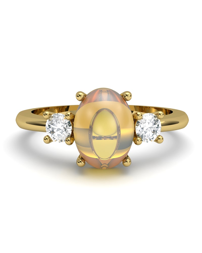 ANILLO GAIA DE ORO Y TOPACIO CON CITRINO OVAL CABUJàN 8X6MM - CRESBER