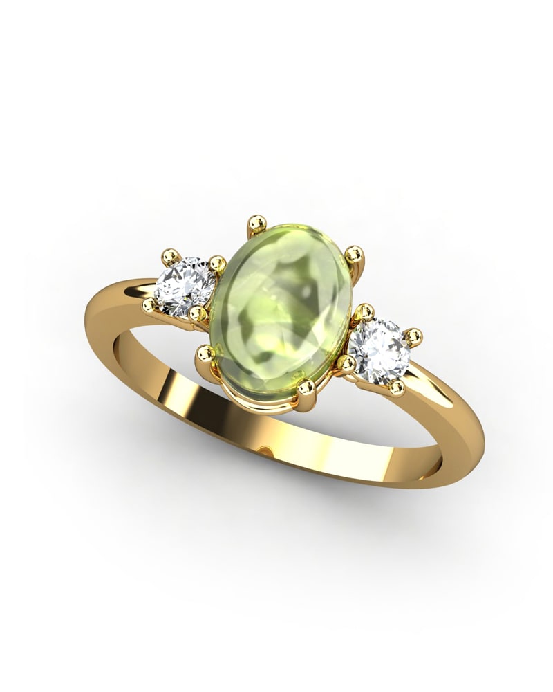 ANILLO GAIA DE ORO Y TOPACIO CON OLIVINA OVAL CABUJàN 8X6MM - CRESBER