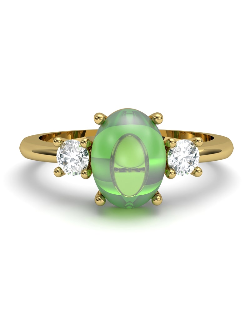 ANILLO GAIA DE ORO Y TOPACIO CON OLIVINA OVAL CABUJàN 8X6MM - CRESBER