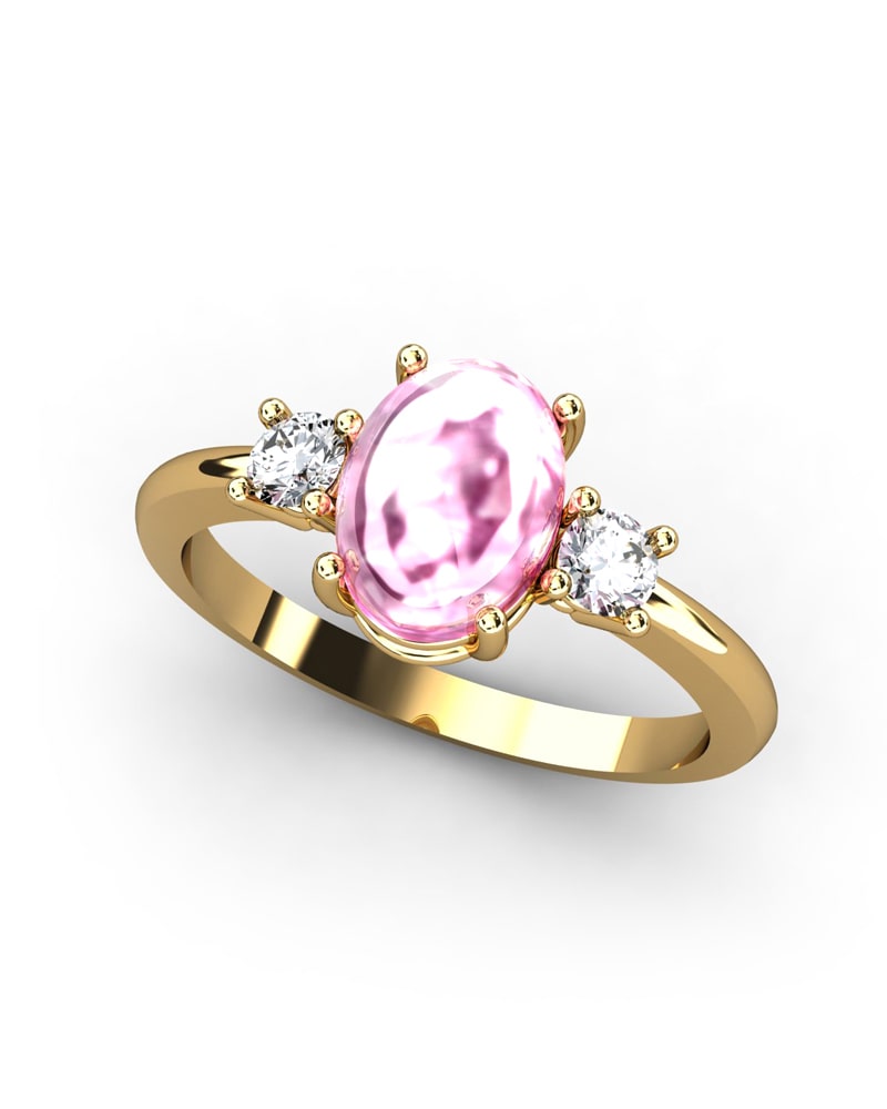 ANILLO GAIA DE ORO Y TOPACIO CON TURMALINA OVAL CABUJàN 8X6MM - CRESBER
