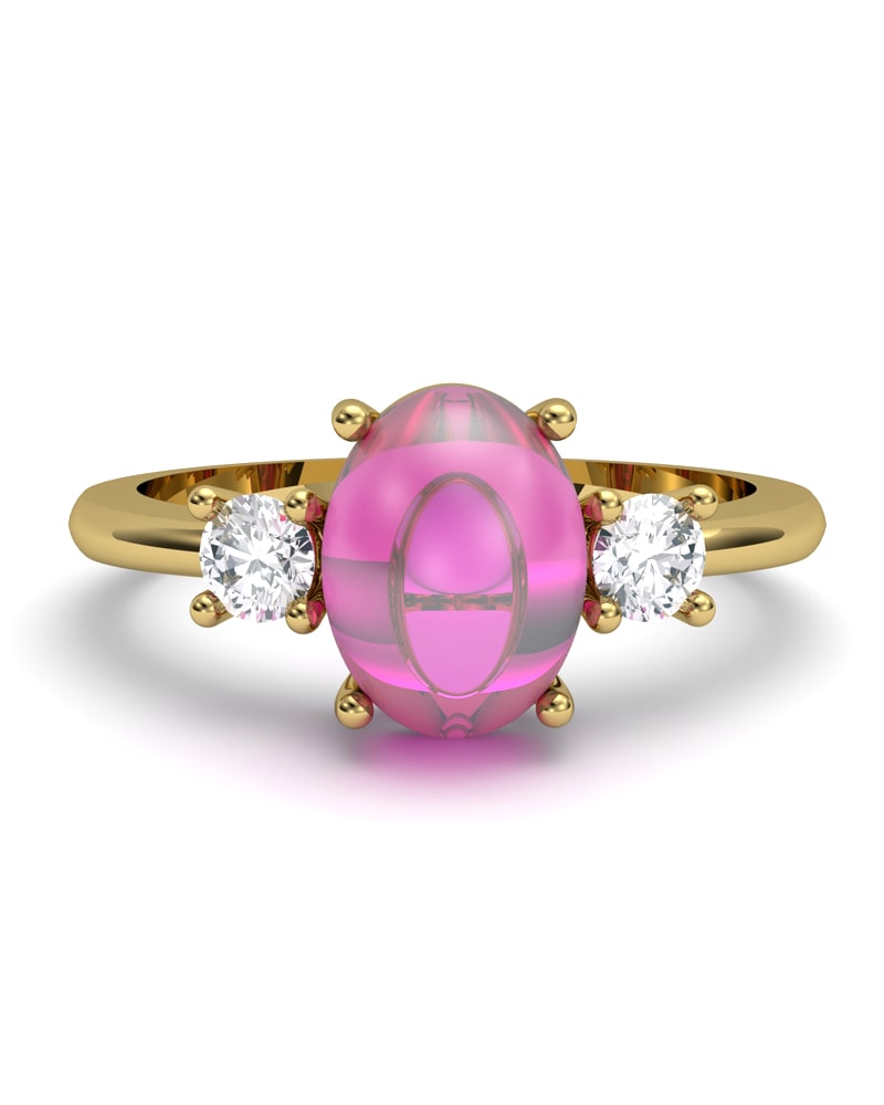ANILLO GAIA DE ORO Y TOPACIO CON TURMALINA OVAL CABUJàN 8X6MM - CRESBER