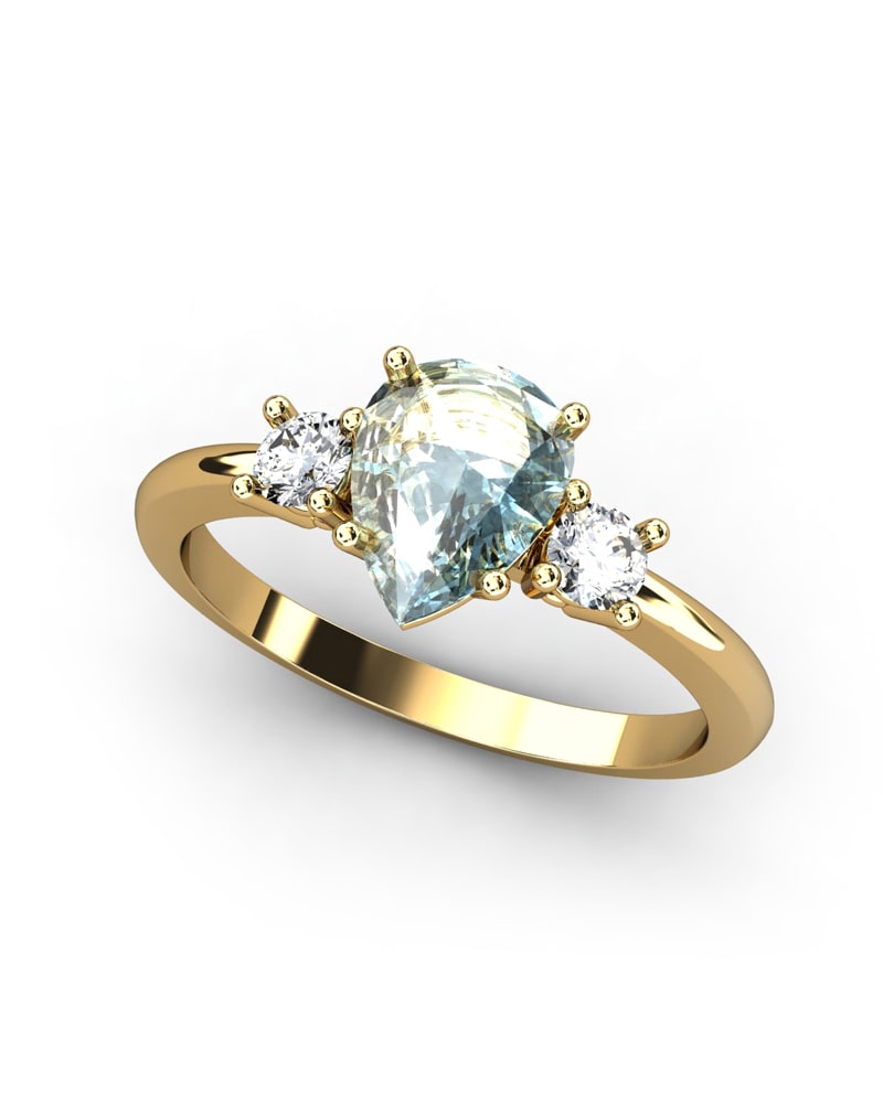 ANILLO GAIA DE ORO Y TOPACIO CON  PERA 8X6MM - CRESBER