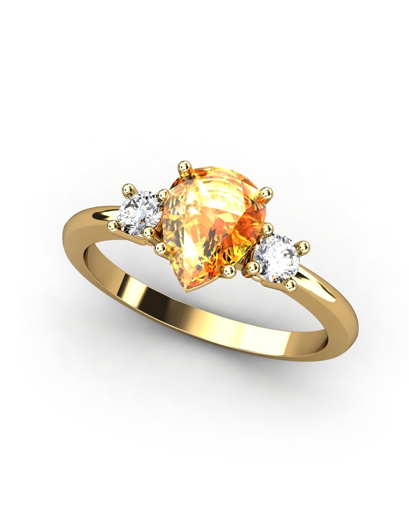 ANILLO GAIA DE ORO Y TOPACIO CON CITRINO PERA 8X6MM - CRESBER