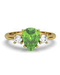 ANILLO GAIA DE ORO Y TOPACIO CON OLIVINA PERA 8X6MM - CRESBER