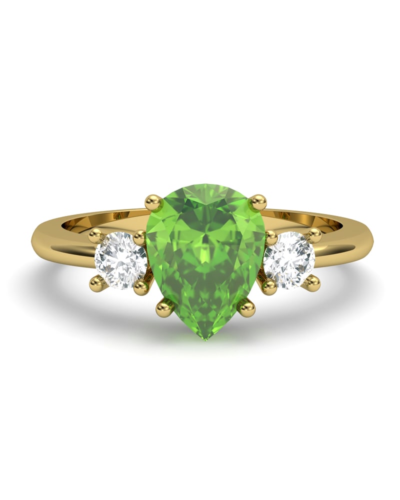 ANILLO GAIA DE ORO Y TOPACIO CON OLIVINA PERA 8X6MM - CRESBER