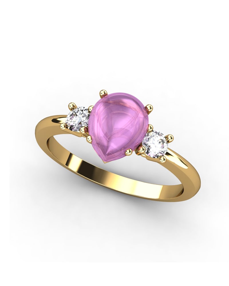 ANILLO GAIA DE ORO Y TOPACIO CON TURMALINA PERA CABUJàN 8X6MM - CRESBER