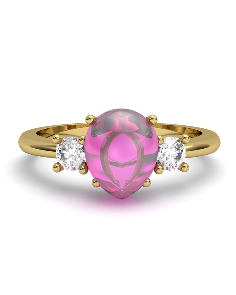 ANILLO GAIA DE ORO Y TOPACIO CON TURMALINA PERA CABUJàN 8X6MM - CRESBER
