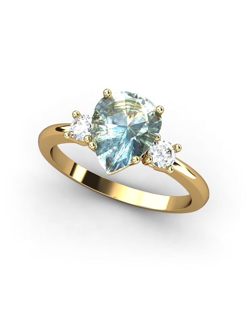 ANILLO GAIA DE ORO Y TOPACIO CON  PERA 9X7MM - CRESBER
