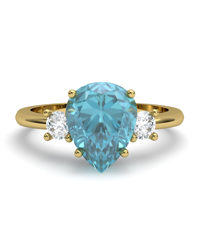 ANILLO GAIA DE ORO Y TOPACIO CON  PERA 9X7MM - CRESBER