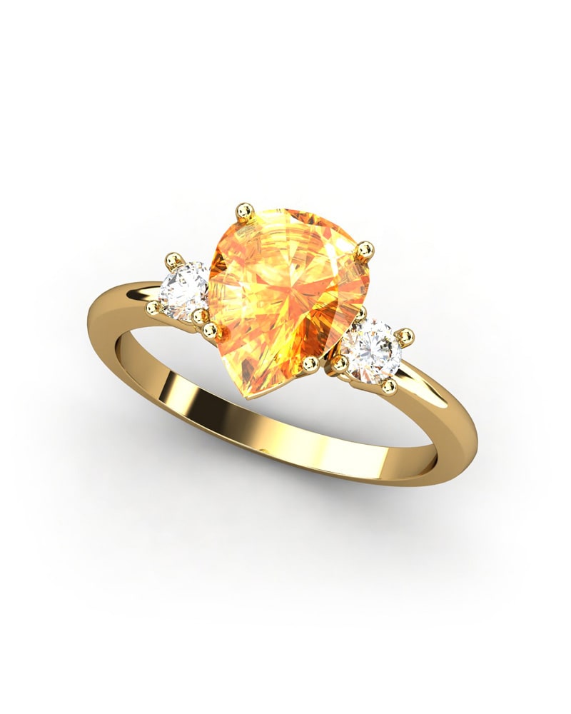ANILLO GAIA DE ORO Y TOPACIO CON CITRINO PERA 9X7MM - CRESBER