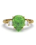 ANILLO GAIA DE ORO Y TOPACIO CON OLIVINA PERA 9X7MM - CRESBER