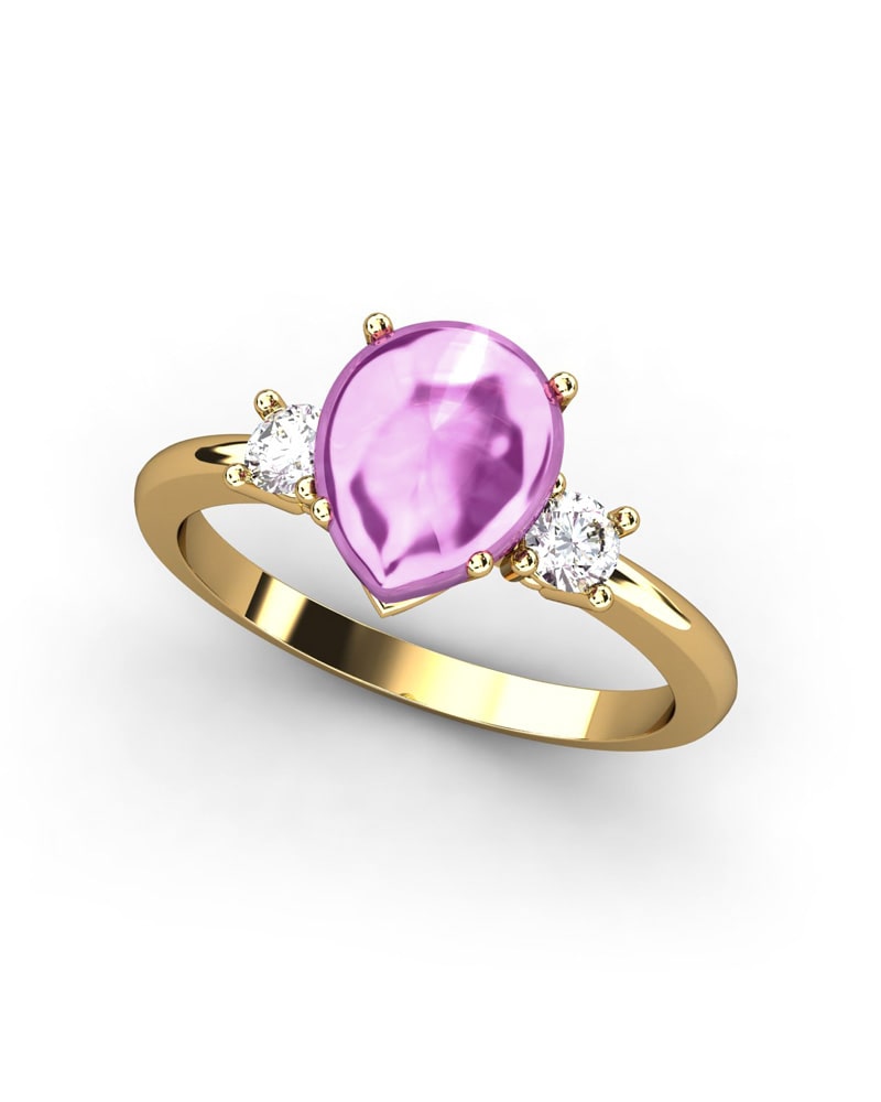 ANILLO GAIA DE ORO Y TOPACIO CON TURMALINA CABUJàN PERA 9X7MM - CRESBER